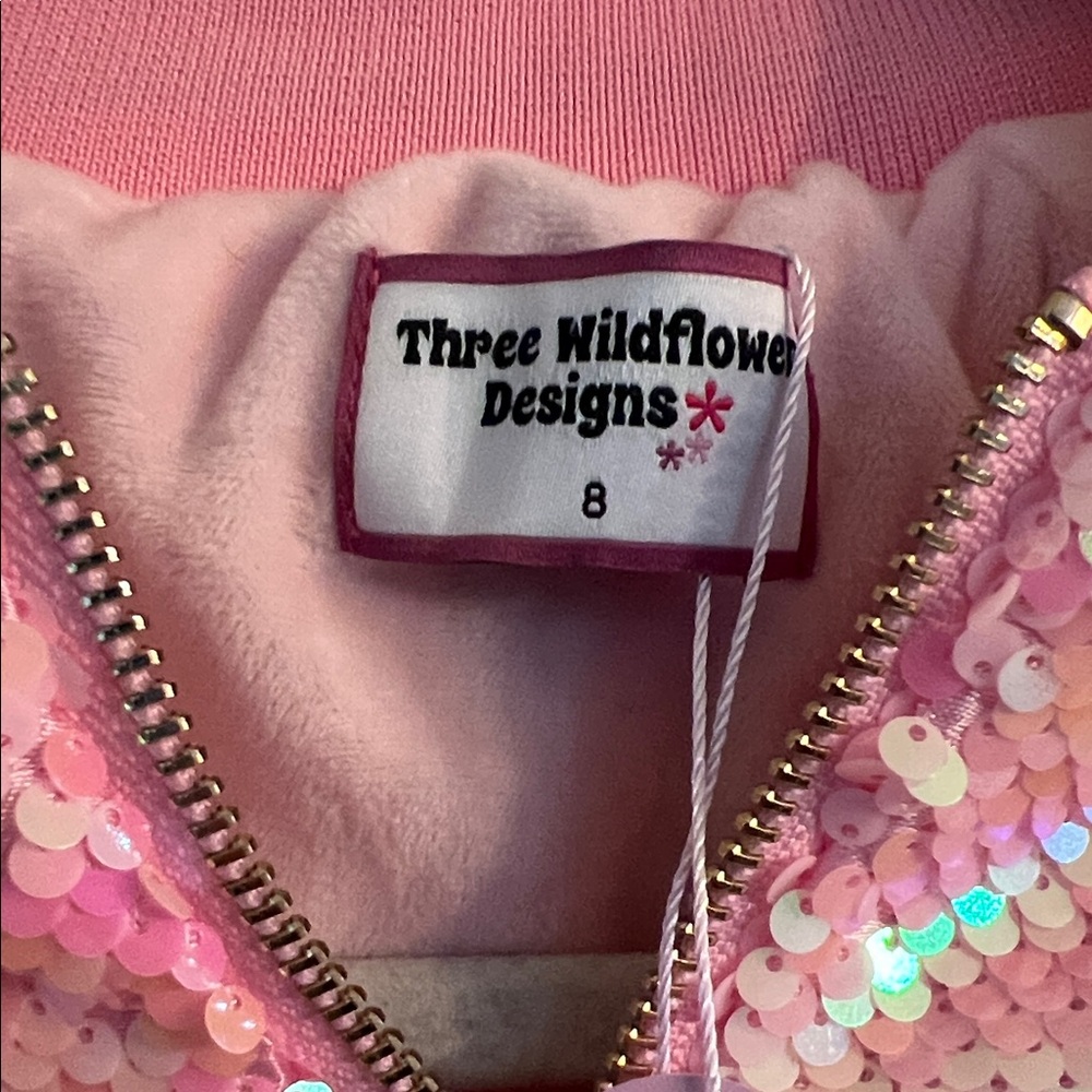Pink Sequin Jacket with Butterfly Patches custom made by 3 wildflower designs !! - Picture 8 of 13